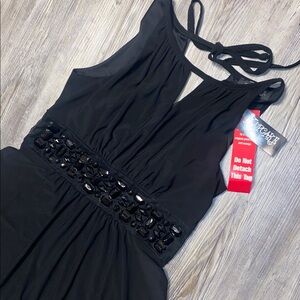 NWT KUPCAKE Black Stretchy Jeweled Waist Dress 8